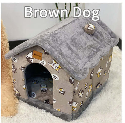 Pet Bed and House Foldable Winter Dog Villa