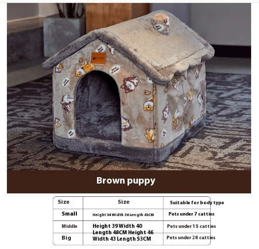 Pet Bed and House Foldable Winter Dog Villa