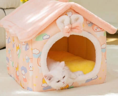 Pet Bed and House Foldable Winter Dog Villa