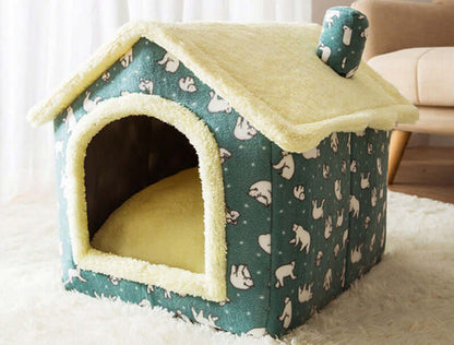 Pet Bed and House Foldable Winter Dog Villa