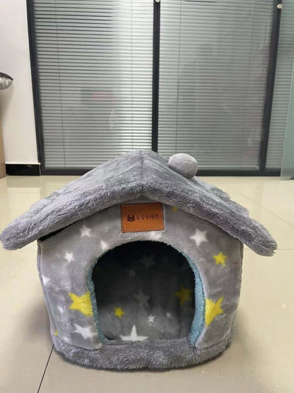 Pet Bed and House Foldable Winter Dog Villa