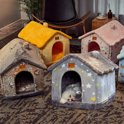 Pet Bed and House Foldable Winter Dog Villa