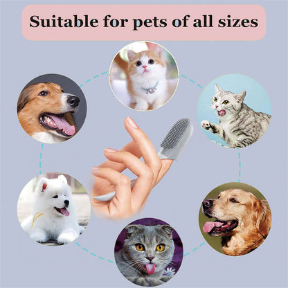 Pet Litter and Cleaning Silicone Finger Toothbrush for Dogs & Cats