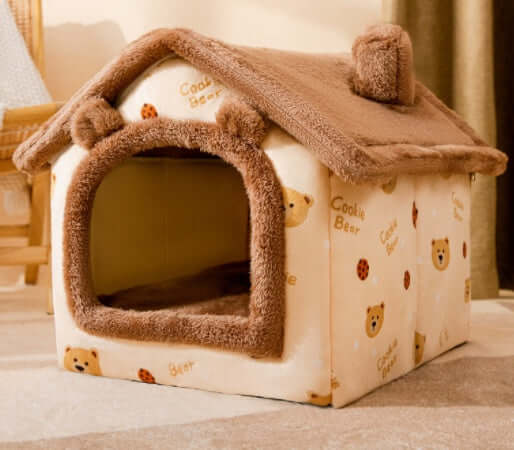 Pet Bed and House Foldable Winter Dog Villa